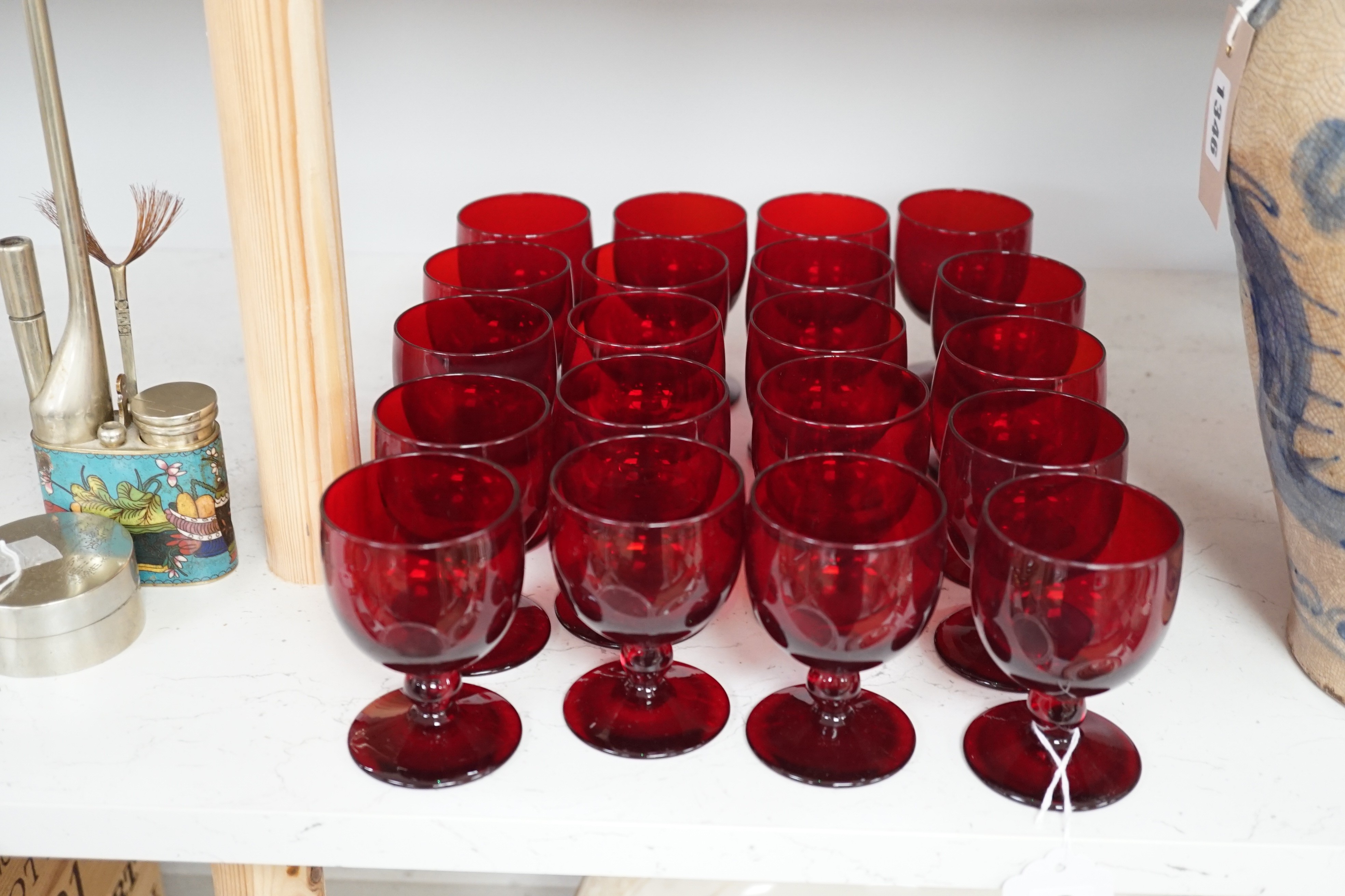 20 ruby glass wine glasses, 9.5cm